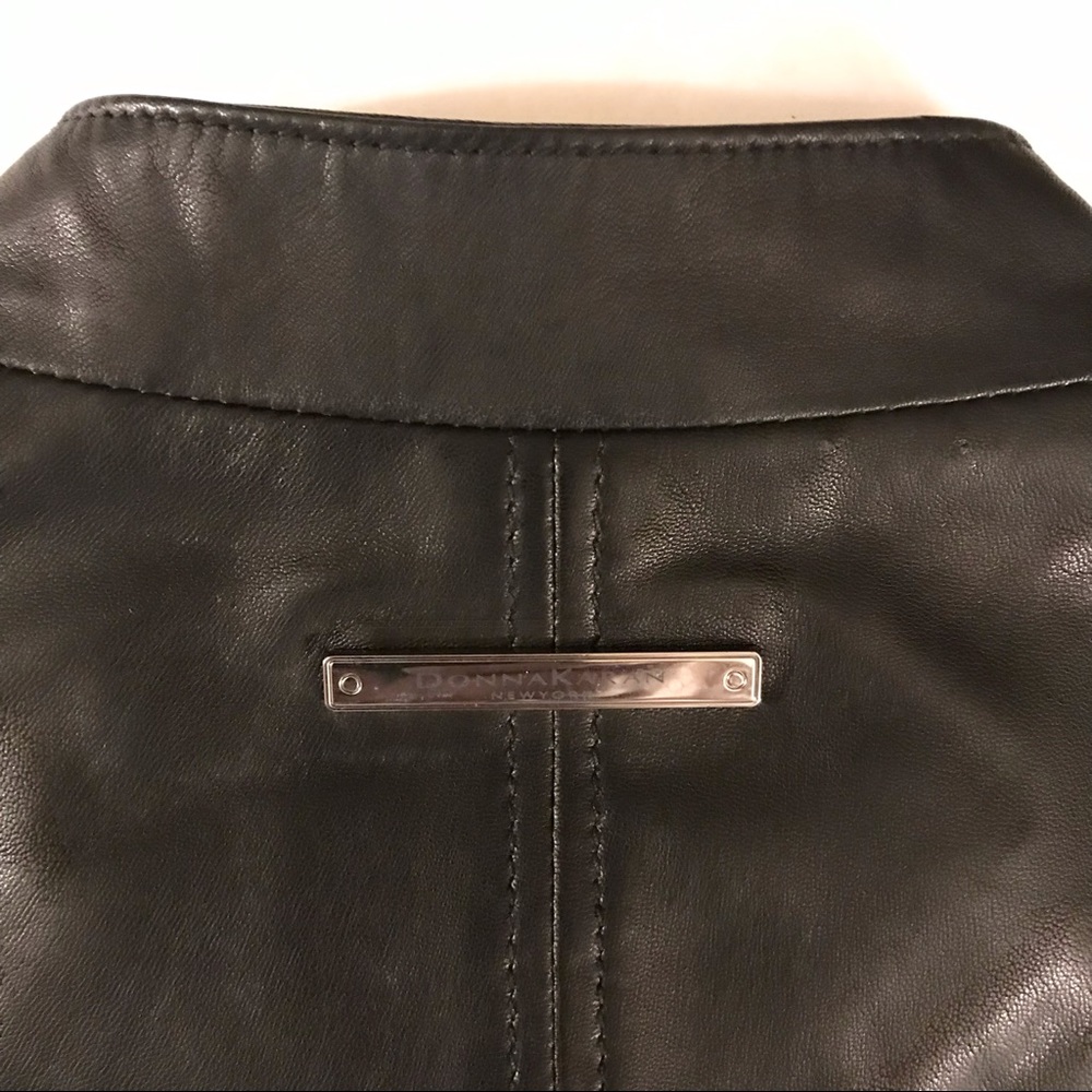 Authentic Donna Karan New York Leather Moto Jacket Black Large - Picture 10 of 16